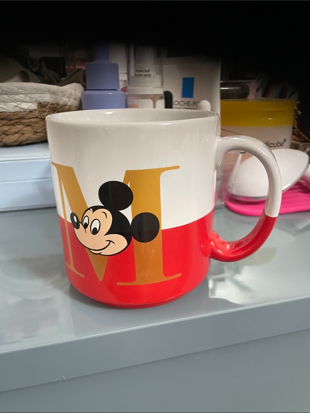 Disney Mickey Mouse Red, White and Gold Ceramic Mug